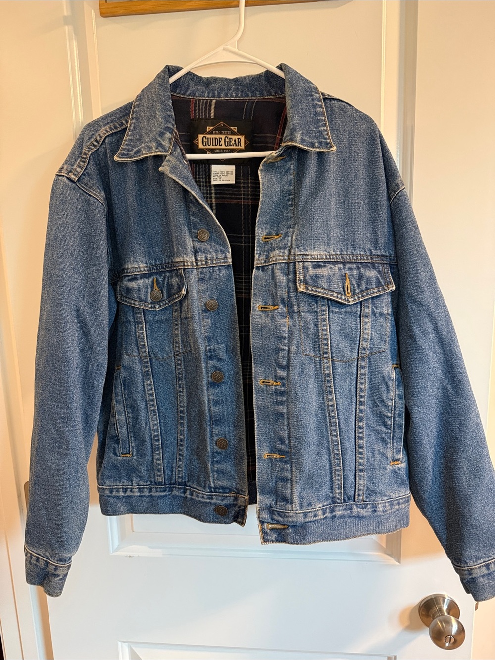 Vintage Flannel Lined Guide Gear Light Blue Denim Jacket